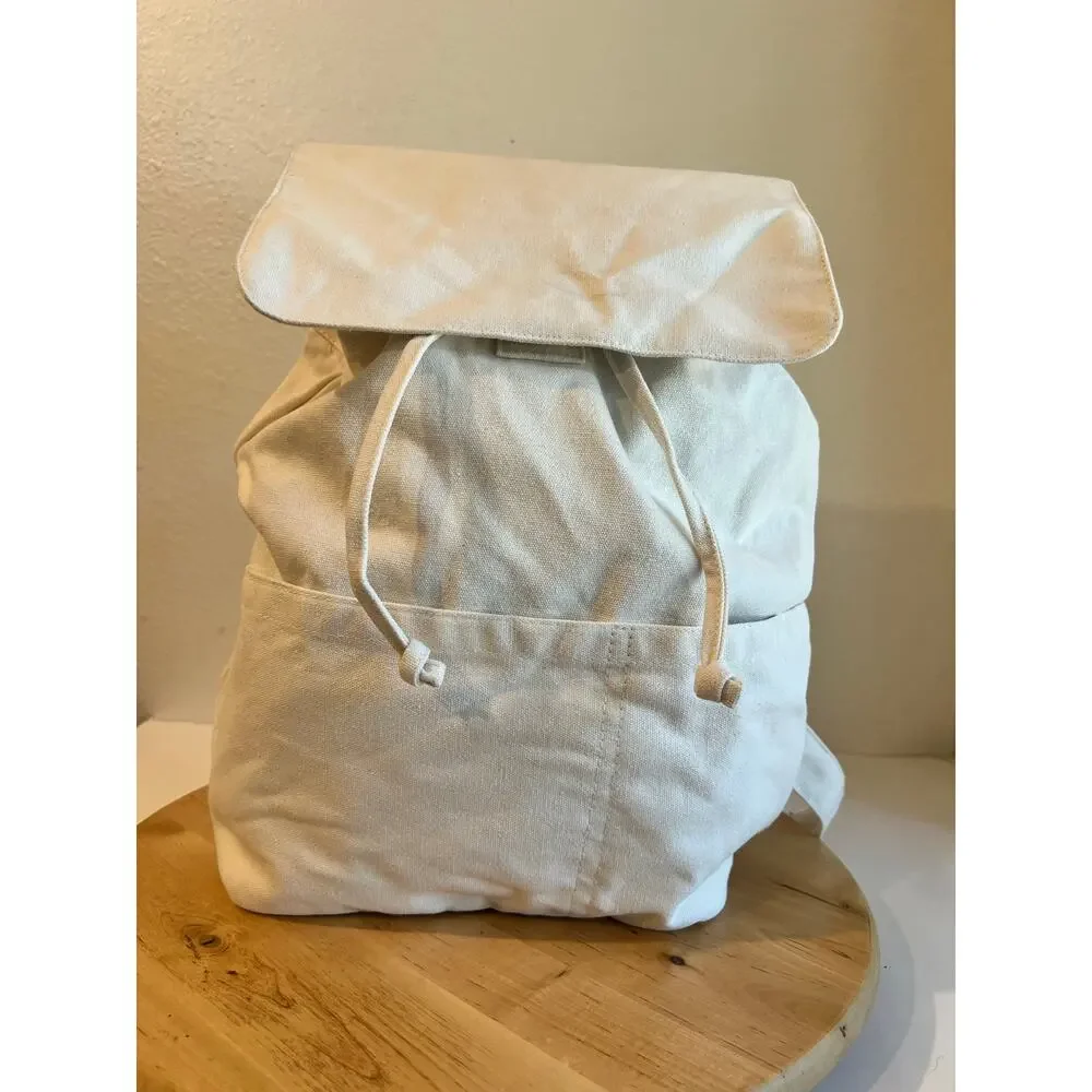 Laude The Label Cream Ivory Cotton Canvas Convertible Backpack